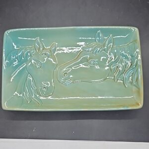 Artistic Ceramic Horse Tray - Teal